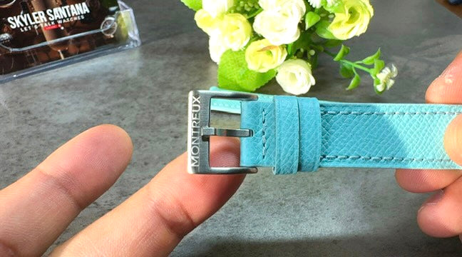 20mm Aqua Blue French Epsom Leather Strap