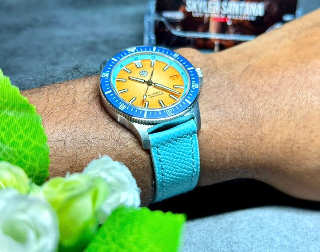 20mm Aqua Blue French Epsom Leather Strap